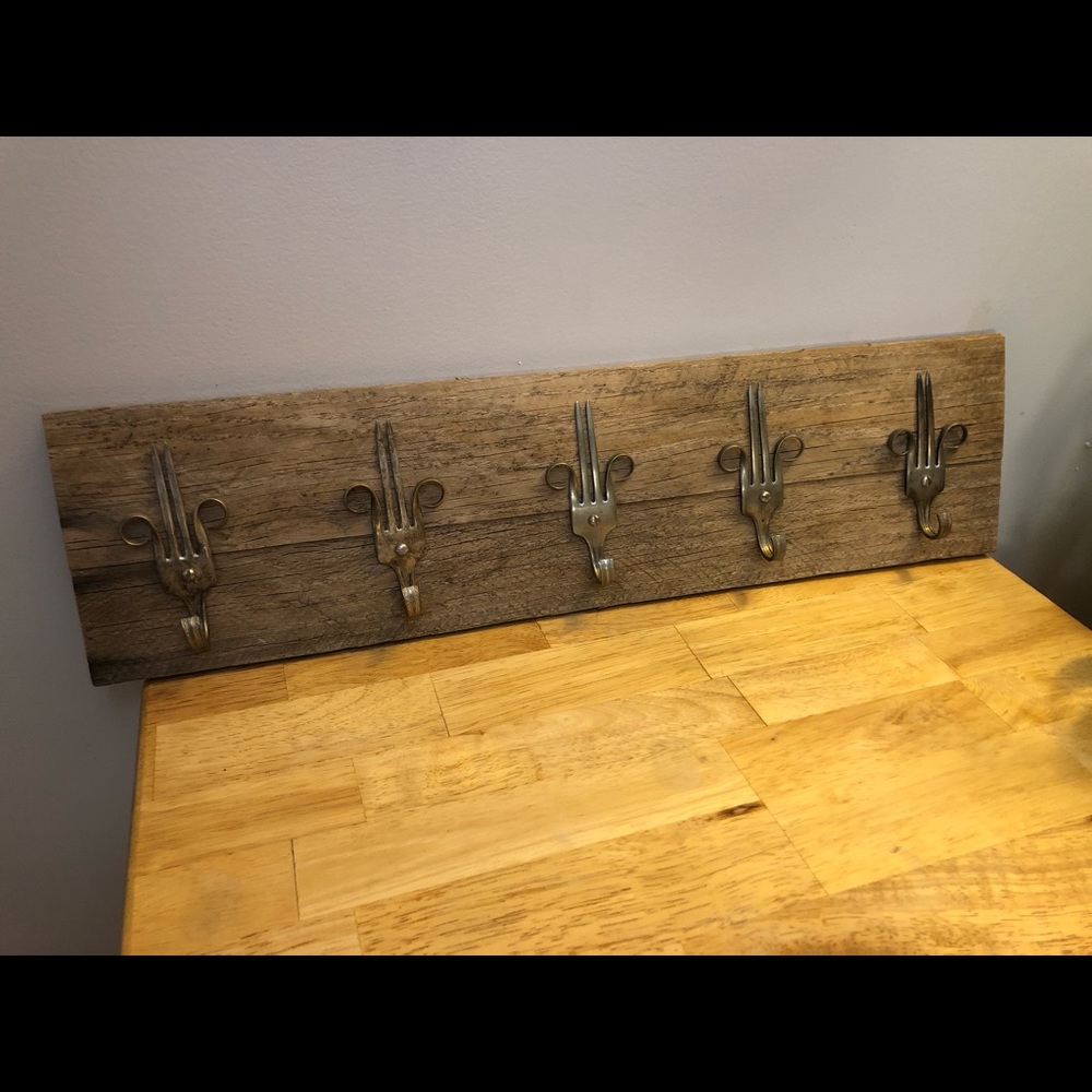 Decorative handmade bent fork coat rack